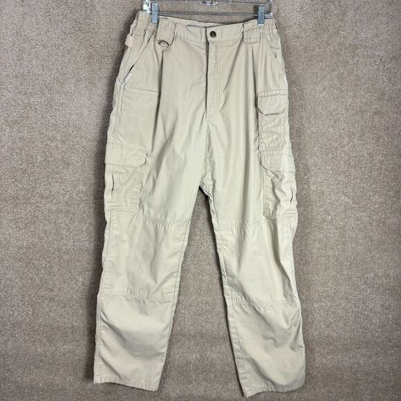 5.11 Tactical Cargo Pants Mens Size 34 x 34 Khaki Straight Elastic Waist Ripstop - Picture 1 of 12